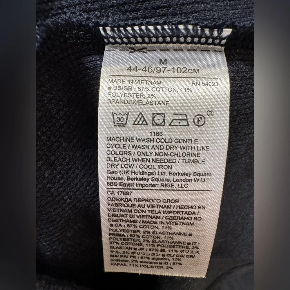 Banana Republic Men’s M Crew Neck Long Sleeve Mid-Layer Shirt, Heathered Navy
